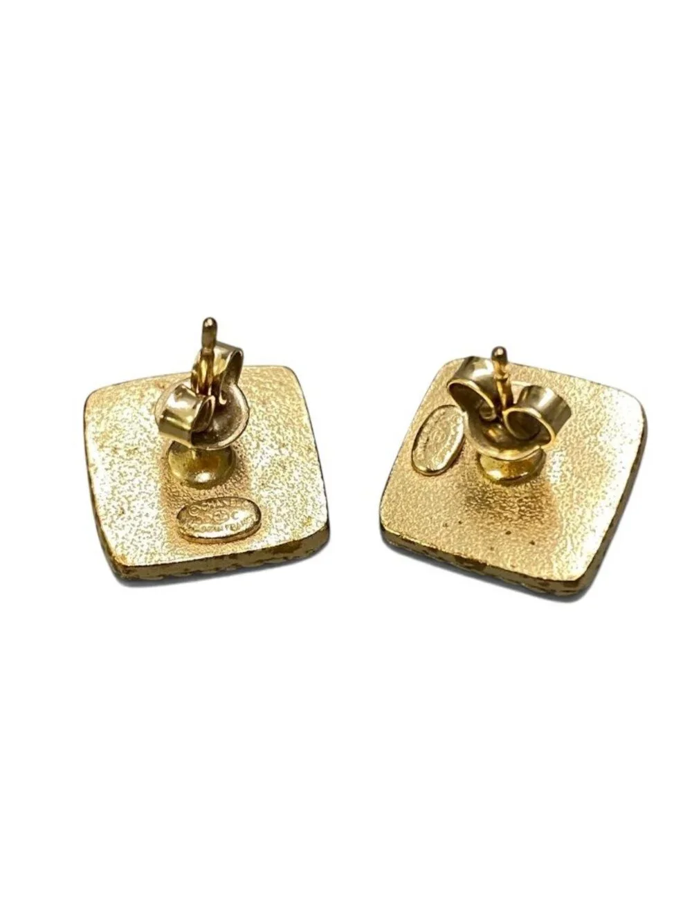 Chanel 2000 Cruise CC Logo Square Earrings Gold